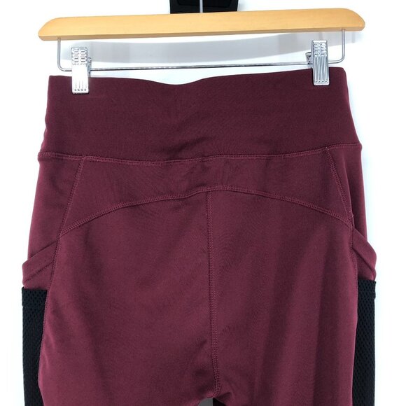 Pop Fit Athletic Leggings with Two Large Side Pockets Burgundy Size Medium - Picture 6 of 12